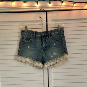 Free People Lace Detail Shorts
